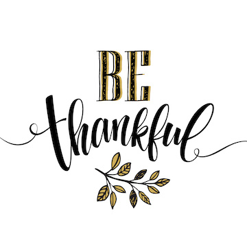 Be thankful graphic with leaves