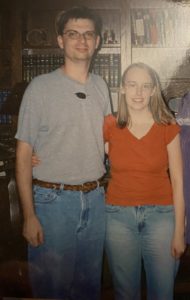 Man and woman standing together.