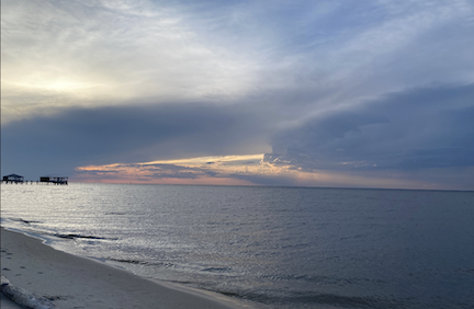Sunset over the bay at Dauphin Island.