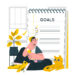 Man looking at goals checklist