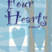 Book cover for "Four Hearts" featuring a window with four hearts and a snowy forest scene.
