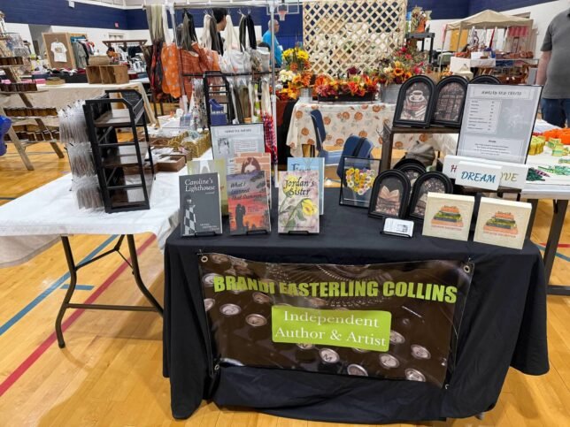 Booth of books at craft event.